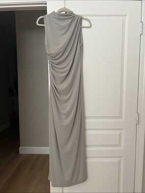 Sleeveless olive greenish Draped Maxi Dress